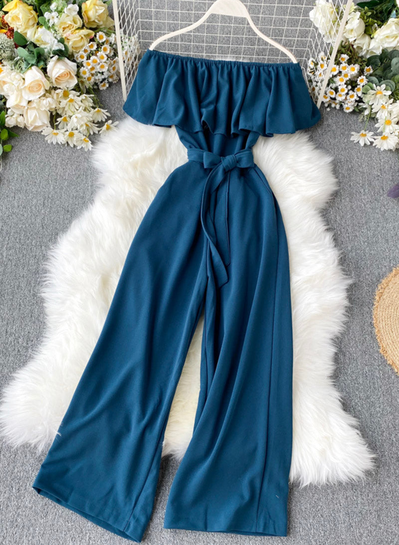 Stylish off shoulder jumpsuit women's jumpsuit 072