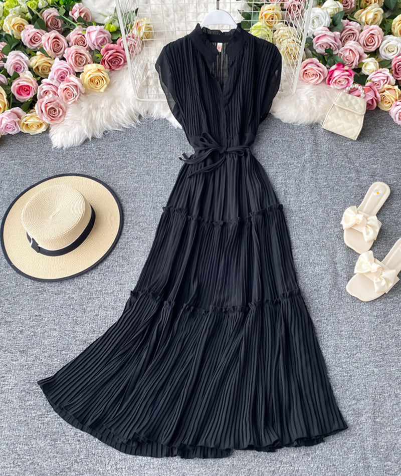 Simple V-neck dress sleeveless dress 051