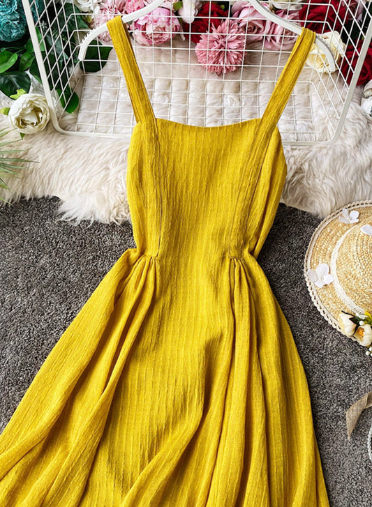 Simple A line backless dress fashion girl dress 041