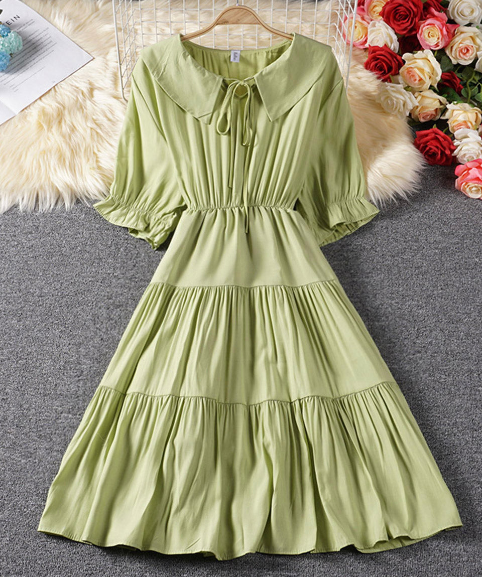 Cute A line dress short sleeve dress summer dress 038