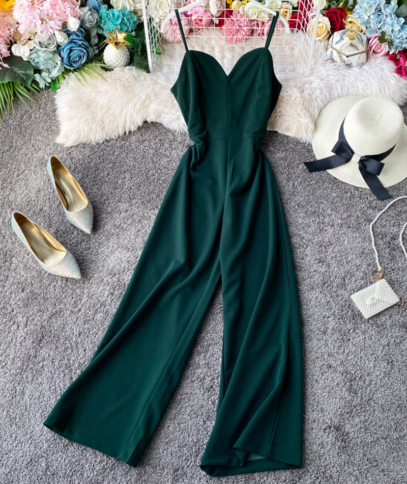 Simple sleeveless jumpsuit wide leg jumpsuit 073