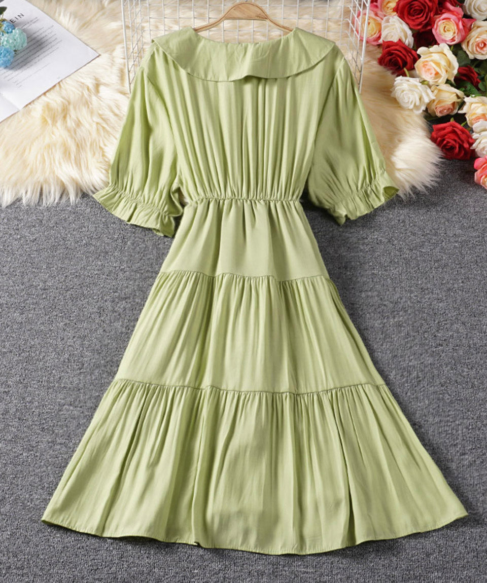 Cute A line dress short sleeve dress summer dress 038