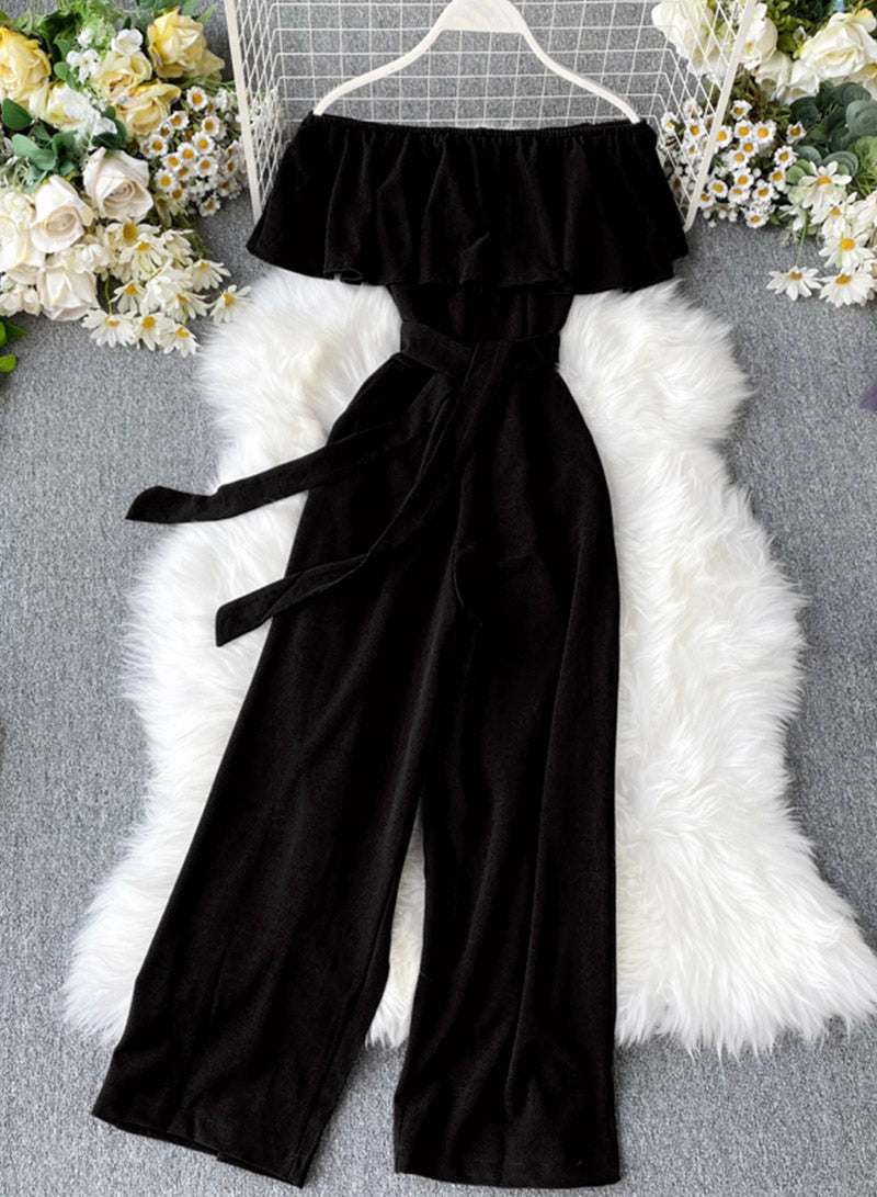 Stylish off shoulder jumpsuit women's jumpsuit 072