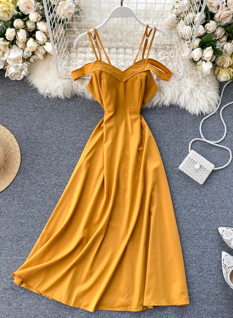 Simple A line off shoulder dress fashion dress 046