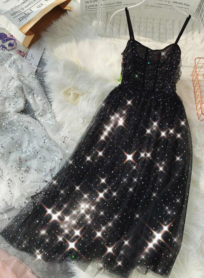 A line tulle sequins dress summer dress 044