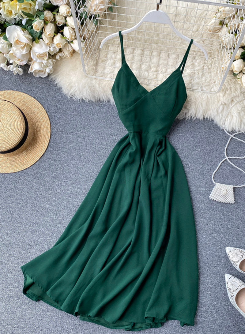 Stylish v neck backless dress summer dress 045