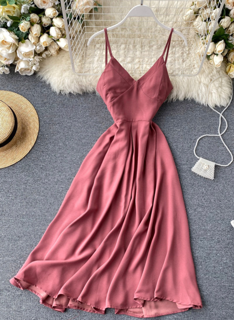 Stylish v neck backless dress summer dress 045