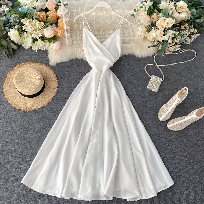 Chic long dress women's summer dress suspenders dress 082